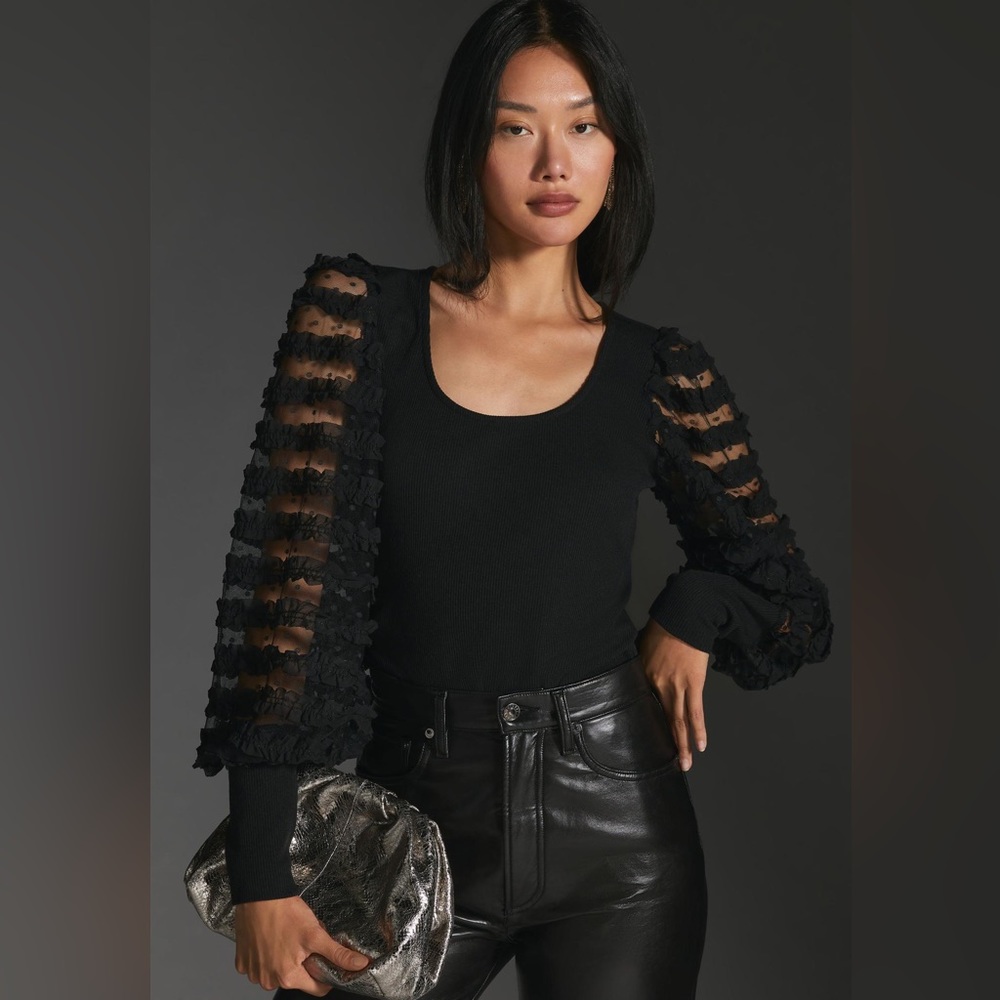 Anthropologie Dolan Ruffle Sleeve Top
